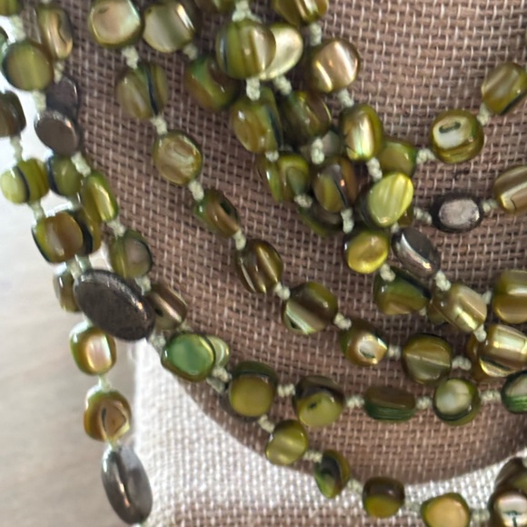 Silpada Sterling Silver 925 Green MOP Pyrite 8 Strand Necklace N1814 Pearl - Picture 3 of 7